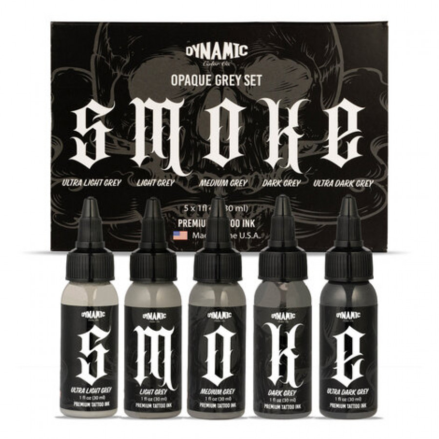 Тату краска Dynamic Colors Smoke Opaque Greys Set (5 пигментов)