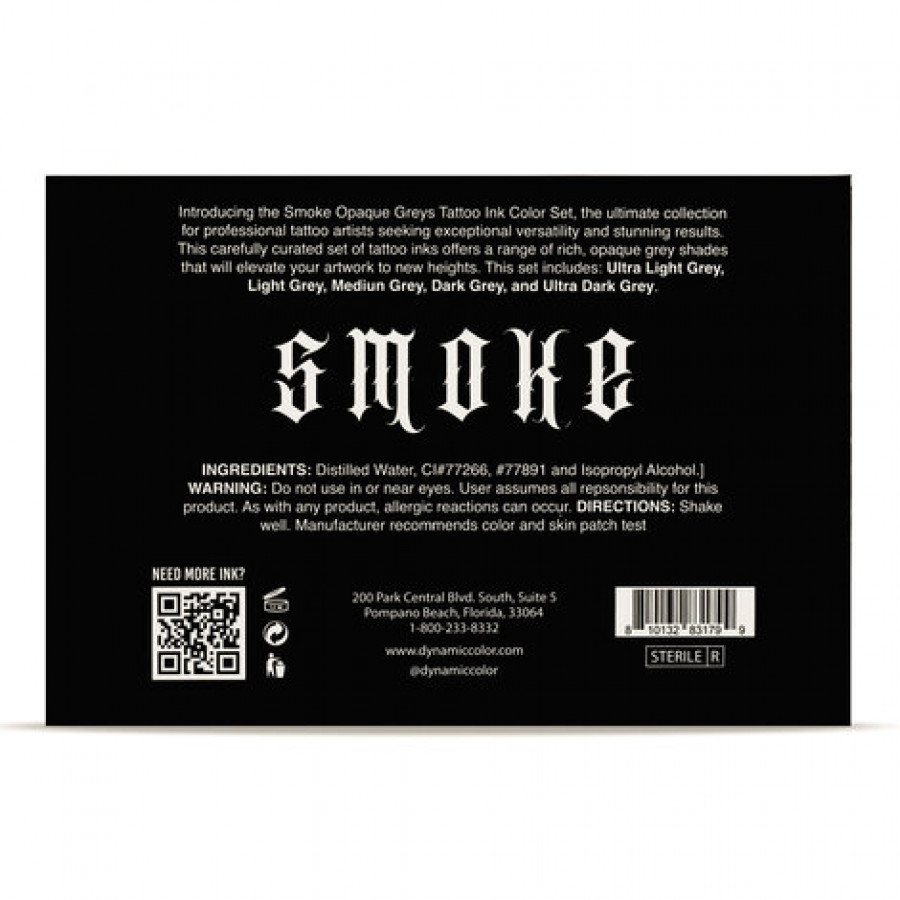 Тату краска Dynamic Colors Smoke Opaque Greys Set (5 пигментов)